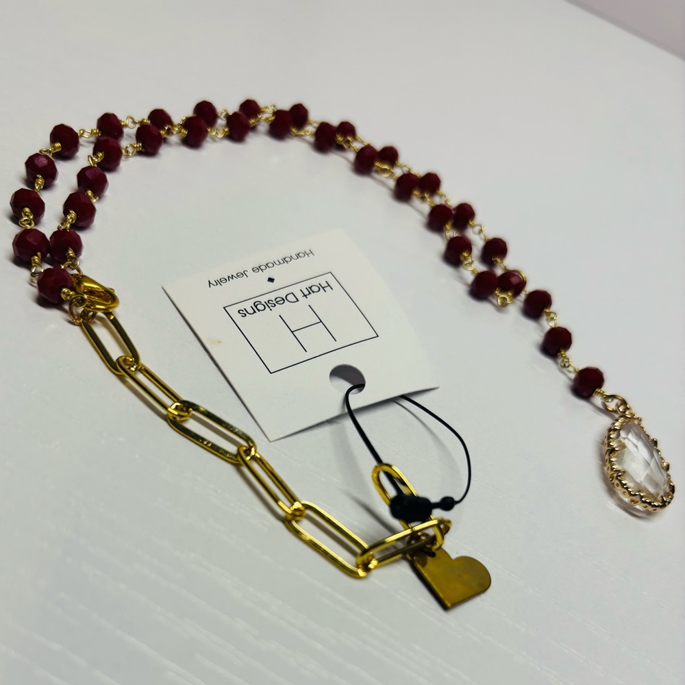 NWT Chic Red and Gold Drop Necklace - Picture 3 of 6